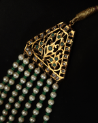 Regal Byrl Emerald 7 Lada Necklace & Earring Set – Traditional Pearl & Bright Green Emerald Nizami Jewellery