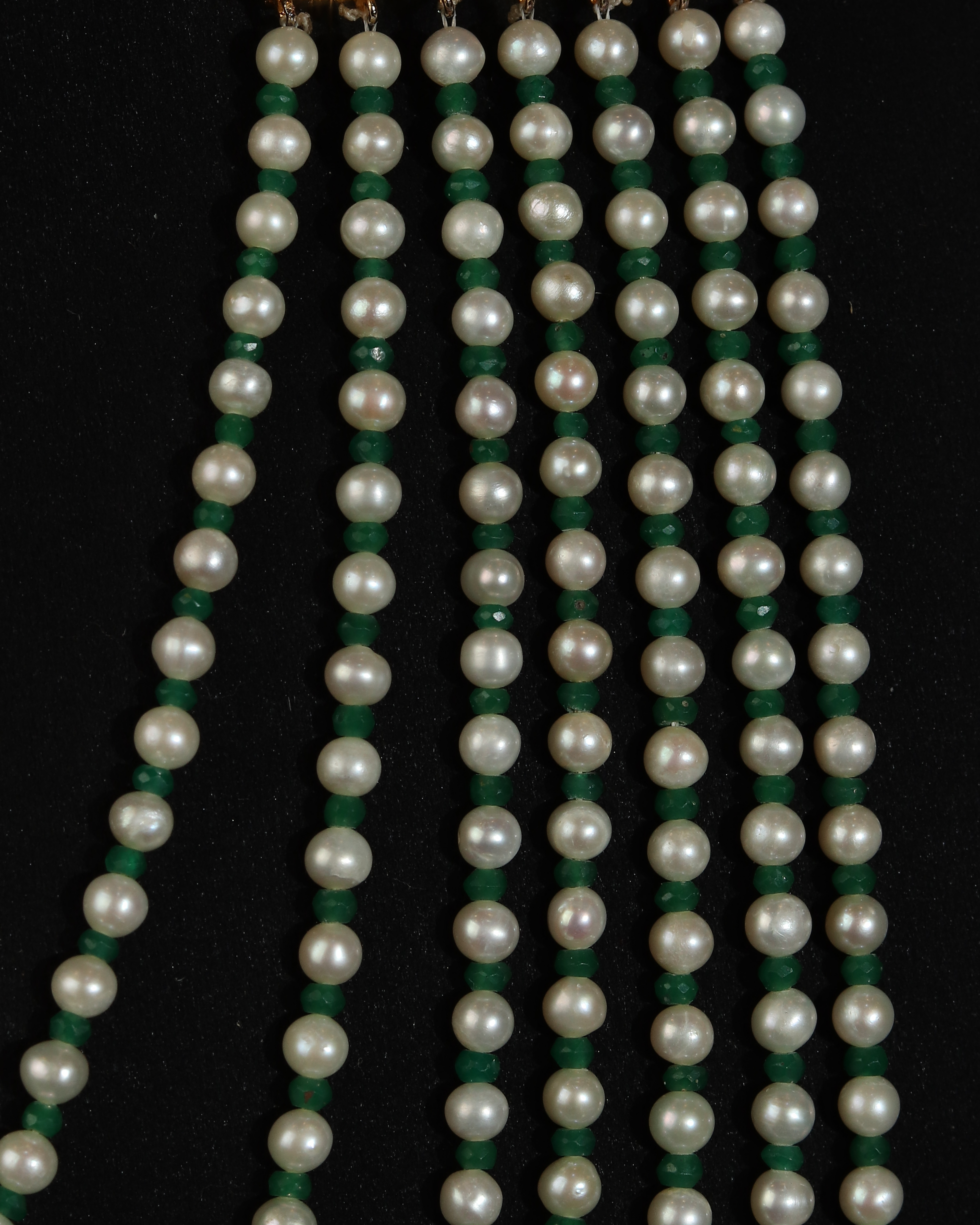 Regal Byrl Emerald 7 Lada Necklace & Earring Set – Traditional Pearl & Bright Green Emerald Nizami Jewellery