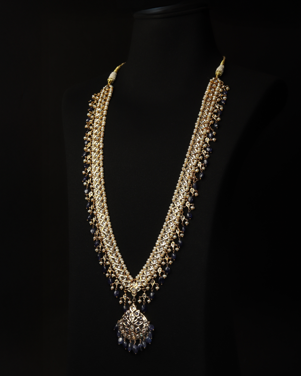 Bindi Haar – Nizami Royal Kundan Necklace Set with Blue Sapphires & Pearls