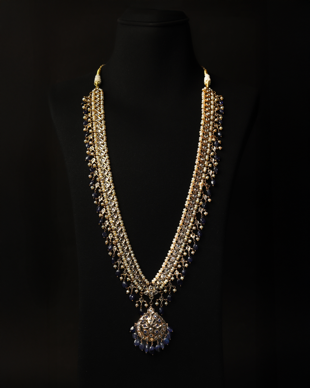 Bindi Haar – Nizami Royal Kundan Necklace Set with Blue Sapphires & Pearls