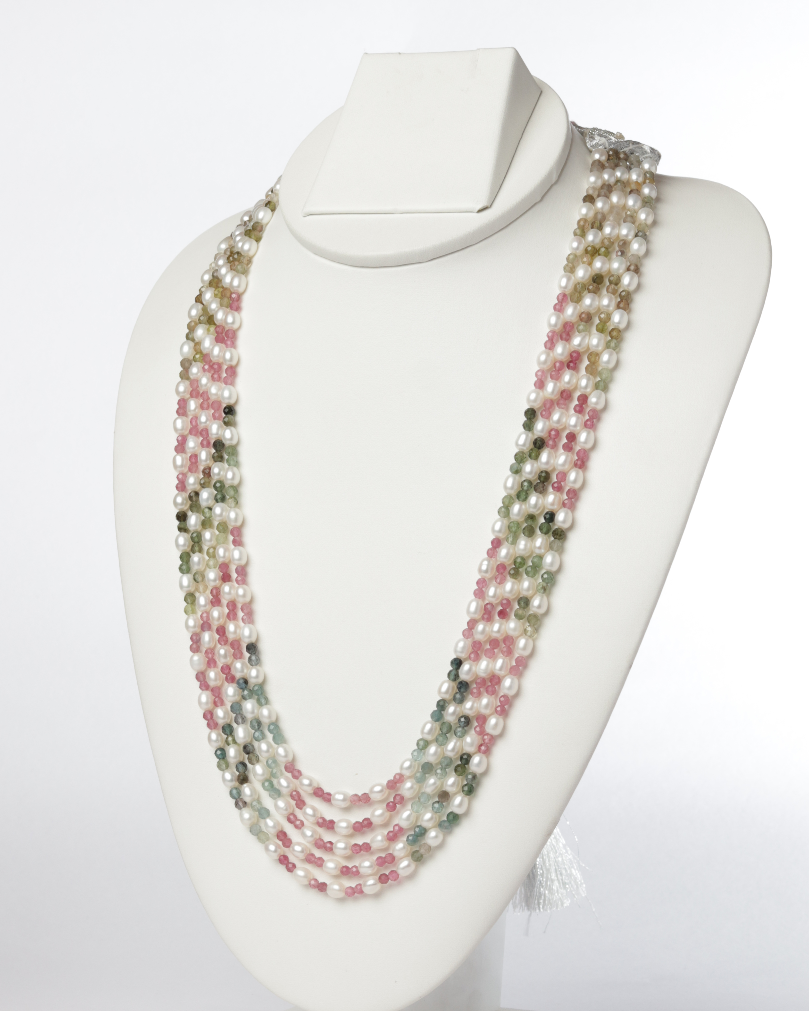 Multi-Color Tourmaline & Pearl Necklace