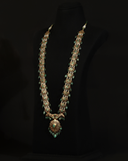 Authentic Asif Jahi Haar & Earring Set – Antique Style Raw Emerald, Pearl, and Polki Grand Necklace