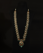 Authentic Asif Jahi Haar & Earring Set – Antique Style Raw Emerald, Pearl, and Polki Grand Necklace