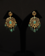 Authentic Asif Jahi Haar & Earring Set – Antique Style Raw Emerald, Pearl, and Polki Grand Necklace